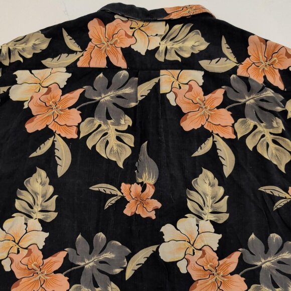 Jamaica Jaxx 100% Silk Sz XL Men's Tan AOP Floral Button Up Casual Hawaiian - Picture 9 of 10
